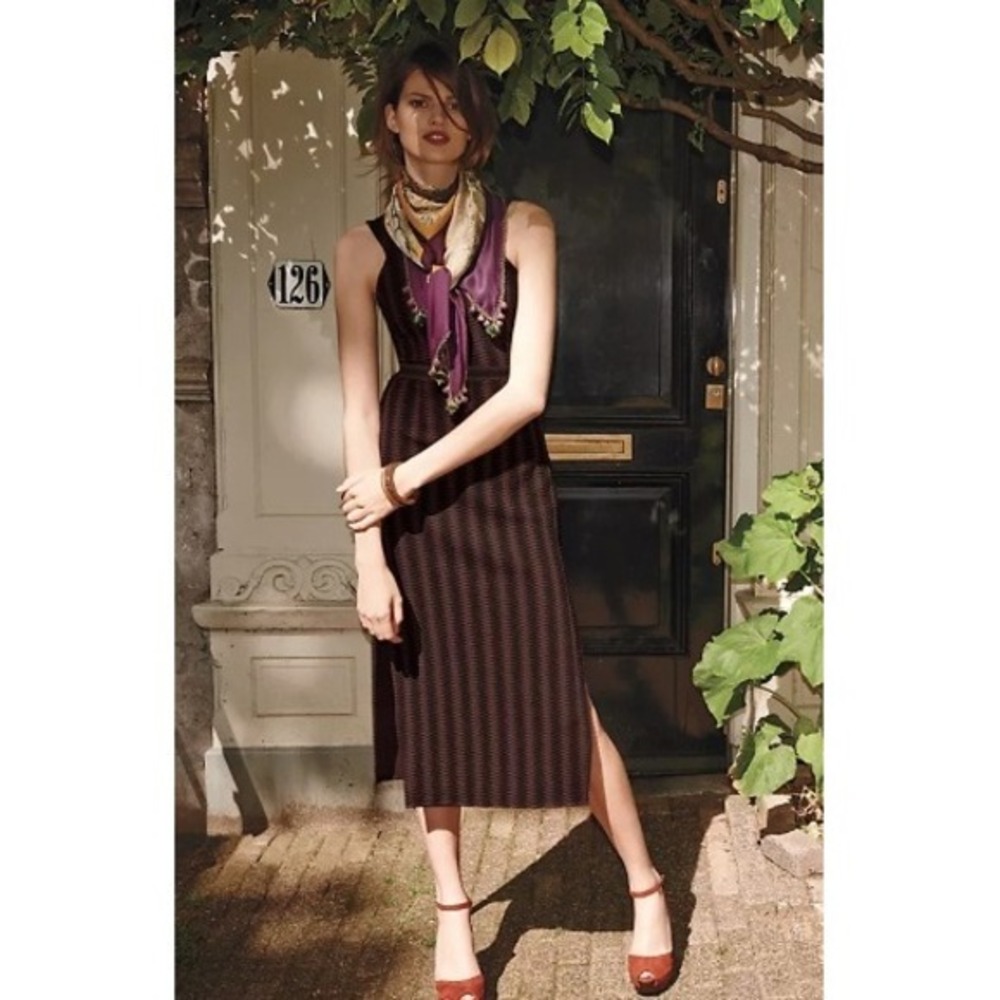 Maeve Anthropologie- Black & Brown Knit Dress Sleeveless - Size M - Picture 4 of 11